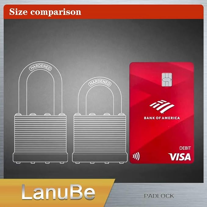 LanuBe Lock Laminated keyed Padlock, keyed Alike Locks, Long Shackle, Marked - Image 5
