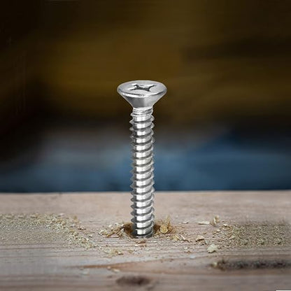 #8 x 1-1/4" Wood Screw 100Pcs 18-8 Stainless Steel Screws Flat Head Phillips - Image 5