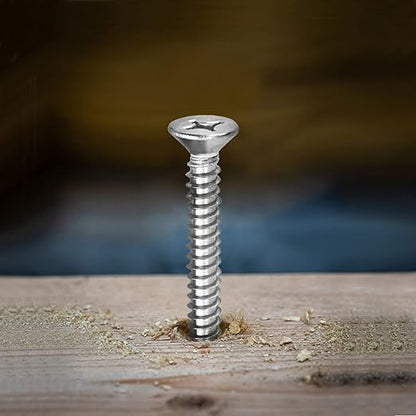 #6 x 1/2" Wood Screw 100Pcs 18-8 Stainless Steel Screws Flat Head Phillips Fast - Image 5