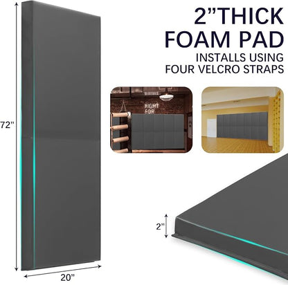 PROGOAL 60"/72" High Gym Wall Padding 2"/4" Thick Foam Basketball Court Wall - Image 5