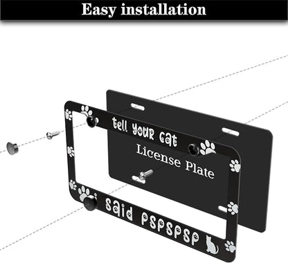 License Plate Frames Black and White License Plate Cover Tell Your Cat I Said - Image 7