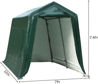ERGOMASTER 7 Ft x 12 Ft Outdoor Carport Patio Storage Shelter Metal Frame and - Image 6