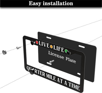 License Plate Frames Black and White Fun License Plate Frame Cover Live Life - Image 7