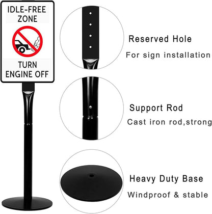 Parking Sign Post 48" Heavy Duty Cast Iron Parking Signs Stand, Movable Sign - Image 8
