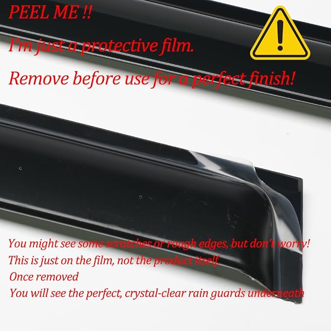 4pcs Out-Channel Tape On Side Wind Vent Deflector, Dark Smoke Sun Rain Guard - Image 5