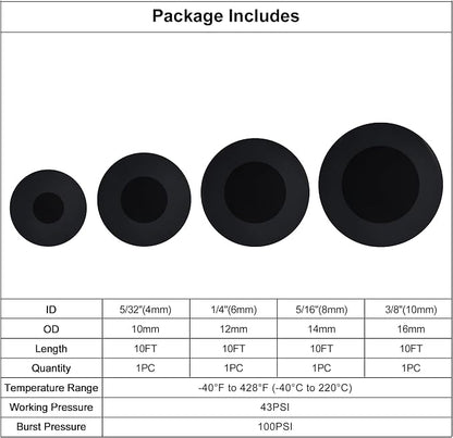EVIL ENERGY 5/32 1/4 5/16 3/8 Silicone Vacuum Tubing Hose Line Kit 10FT 4PCS - Image 2
