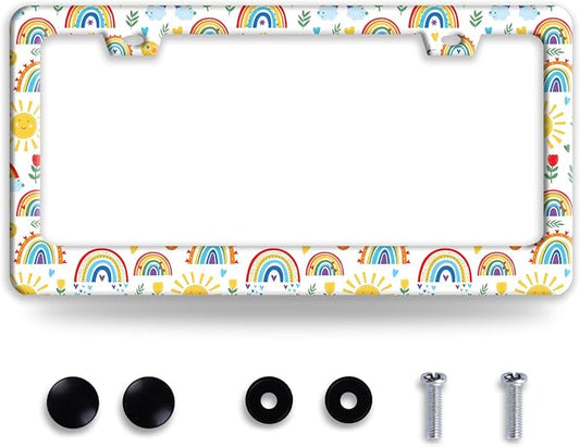 Cute Rainbow License Plate Frame Personalized License Plate Frames Colorful by NINANMY
