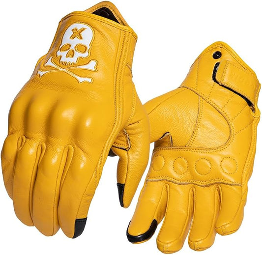 Goatskin Leather Motorcycle Motorbike Powersports Racing Gloves Reflective by Keebik