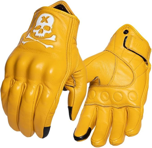 Goatskin Leather Motorcycle Motorbike Powersports Racing Gloves Reflective by Keebik