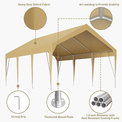 13x20ft Heavy Duty Carport Outdoor Car Canopy UV Resistant Waterproof Party - Image 3