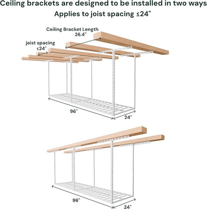 SunsGrove 2x8 Garage Overhead Storage Rack, Adjustable Heavy Duty Hanging - Image 7
