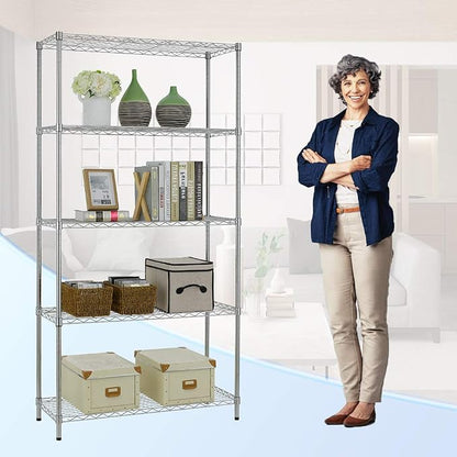 BestOffice 14''Wx36''Dx72''H NSF Wire Shelf Metal 5 Shelf Wire Shelving Unit - Image 4