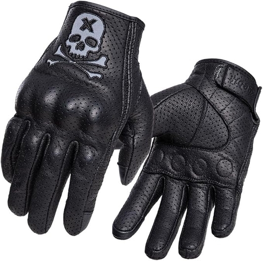 Goatskin Leather Motorcycle Motorbike Powersports Racing Gloves Reflective by Keebik