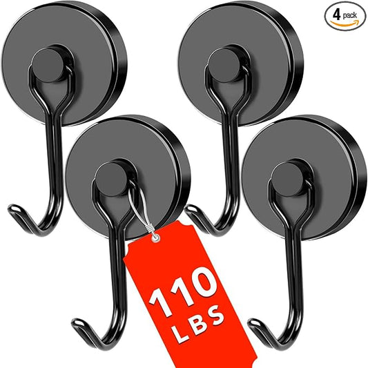 DIYMAG Black Magnetic Hooks, 110LBS Strong Magnetics Heavy Duty, Magnet Hook by DIYMAG