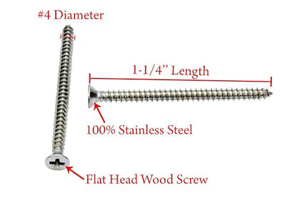 Bolt Dropper #4 x 1-1/4" Stainless Steel Flat Head Phillips Wood Screw - Image 2