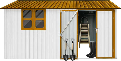 10x12 FT Outdoor Storage Shed, Large Metal Garden Shed - Image 9