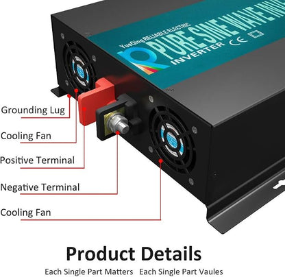 WZRELB 3000W 12V Pure Sine Wave Solar Power Inverter DC AC Converter - Image 3
