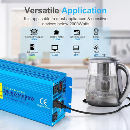 LVYUAN 2000 Watt Pure Sine Wave Inverter 12V to 110V 120V DC to AC - Image 4