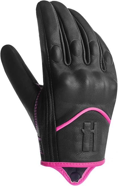 Harssidanzar Women's Motorcycle Gloves, Leather Motorcycle Gloves, Motorbike - Image 5