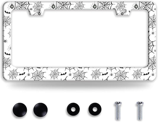 Personalized Bats License Plate Frame Spider Web License Plate Frames Funny by NINANMY