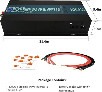 WZRELB Home Power Supply Off Grid Pure Sine Wave 12Vdc to 120Vac 60Hz 4000W - Image 10