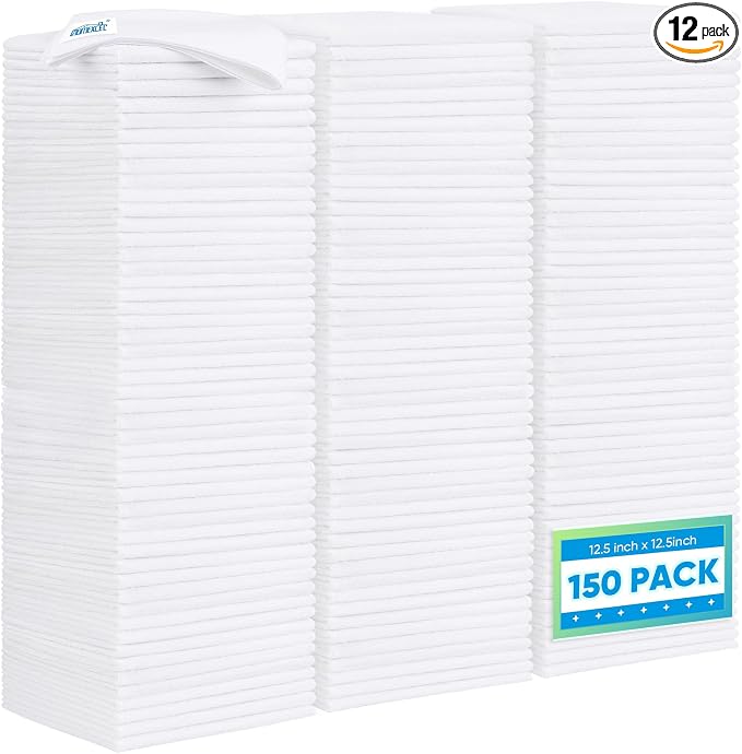 HOMEXCEL White Microfiber Cleaning Cloth 12 Pack, 12.5 x 12.5 inch Microfiber by HOMEXCEL