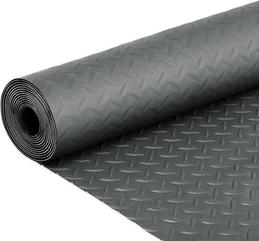 7.5 x 17 FT Garage Floor Mat, Thickened Diamond Plate PVC Garage Parking Mat by Dollate