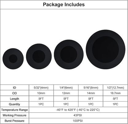 EVIL ENERGY 5/32 1/4 5/16 1/2 Silicone Vacuum Tubing Hose Line Kit 5FT 130PSI - Image 2