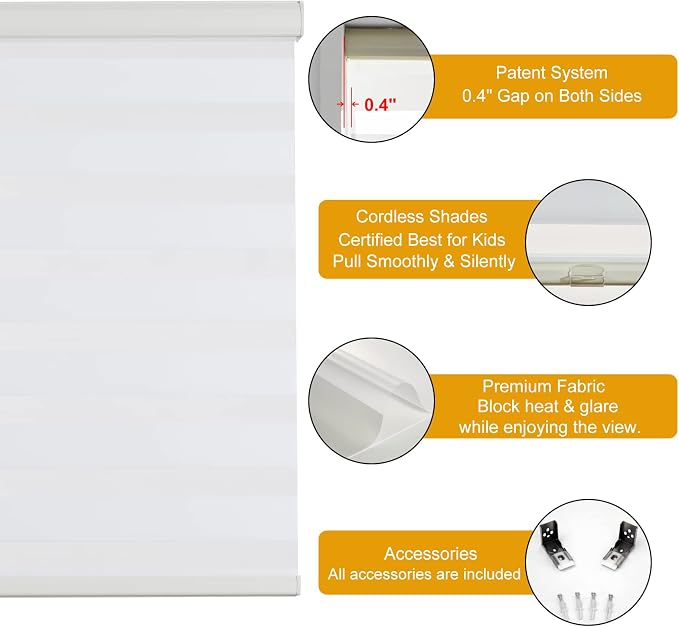 Persilux Cordless Zebra Blinds for Windows Free-Stop Window Blinds Dual Layer - Image 2