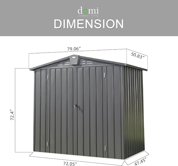 Domi Outdoor Storage Shed 6.5' x 4.2', Metal Waterproof Tool Shed Utility - Image 4