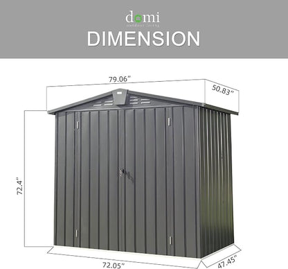 Domi Outdoor Storage Shed 6.5' x 4.2', Metal Waterproof Tool Shed Utility - Image 4