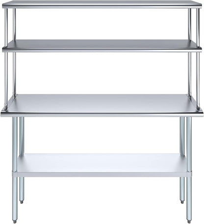 Amgood Stainless Steel Work Table Wide Double Tier Overshelf | NSF | Metal - Image 2