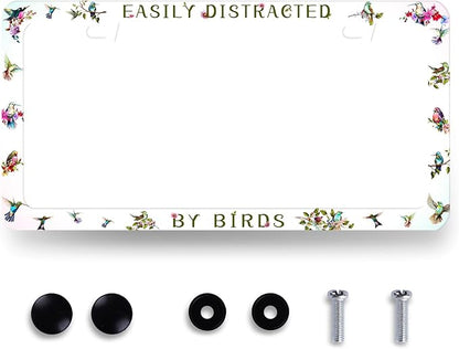 Easily Distracted by Birds License Plate Frame Funny Birds License Plate Holder by MUAWUOIK