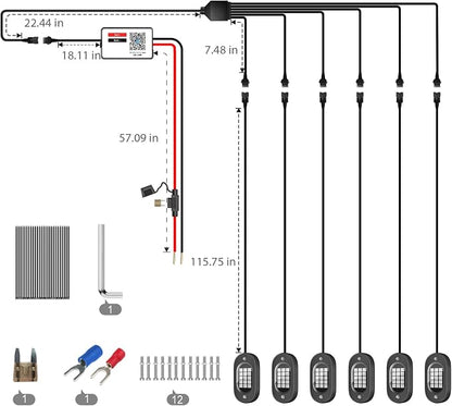 Honalia LED Rock Lights for Trucks 6 pods, RGB Truck Rock Lights - Image 6