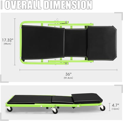 DNA MOTORING 36 Inches 2 IN 1 Rolling Folding Car Creeper/Seat, 150kg Weight - Image 3