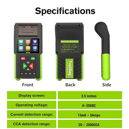 Automotive Battery Tester with Printer, 12V 24V Car Battery Load Tester and - Image 9