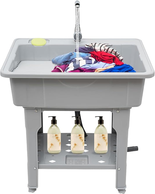 Freestanding Utility Sink Plastic Laundry Tub Spacious Sink by Unknown