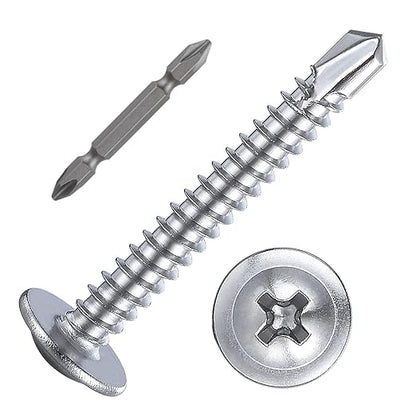 Wensilon（200pcs）#8×1-1/4”for Sheet Metal Self-Tapping Screws 410 Stainless by Wensilon