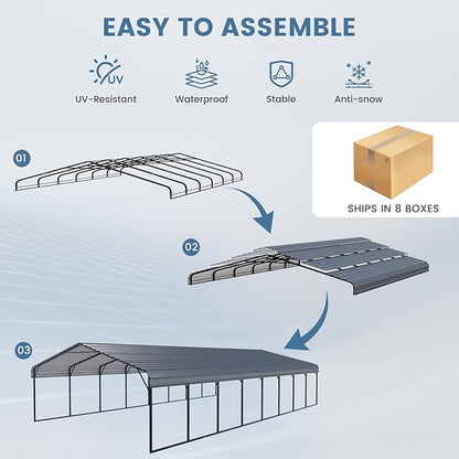 EROMMY 20x40 FT Metal Carport, Heavy Duty Carports - Image 6