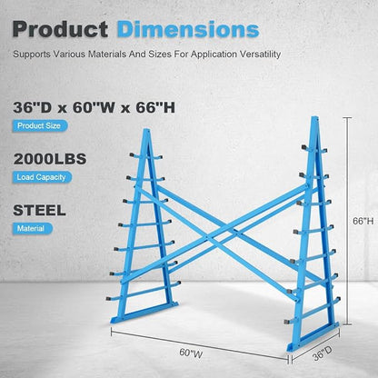 Yeeoy Steel Horizontal Storage Rack, 7 Tier Detachable Lumber Storage Rack - Image 3