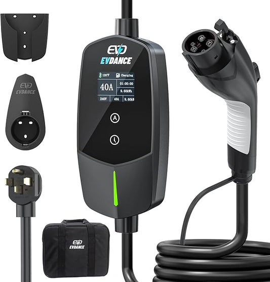 Level 2 EV Charger 40Amp, 240V 9.6KW Portable Electric Vehicle Charging Stations by EVDANCE