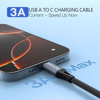 AGVEE 3ft Coiled Short USB to USB-C Charging Cable 3A Fast Charger Cord in Car - Image 2