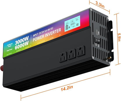 New Upgraded 3000 Watt Power Inverter, 12V DC to 110V/120V AC Converter - Image 7