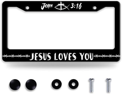John 3:16 Jesus Loves You License Plate Frame Christian License Plate Frames by BRAGHRTED