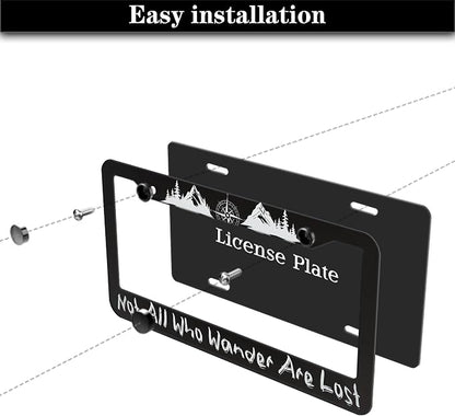 Metal License Plate Frame Black and White License Plate Frames Not All Who - Image 7
