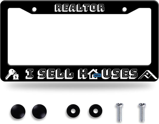 Realtor I Sell Houses License Plate Frame Funny License Plate Stainless Steel by GORSNKYE