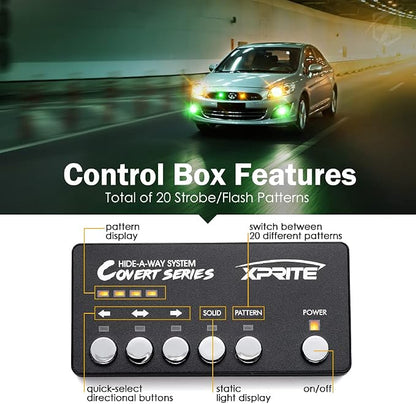 Xprite Amber Green LED Hideaway Strobe Lights Kit 20 Flashing Patterns - Image 4