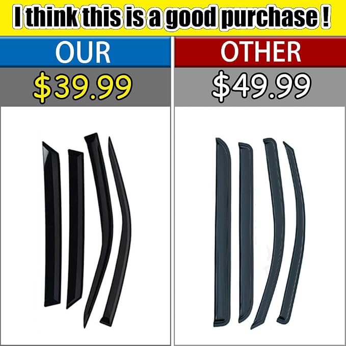 Rain Guards for Jeep Wrangler JK 2007-2018, Tape-on Side Window Deflectors for - Image 2