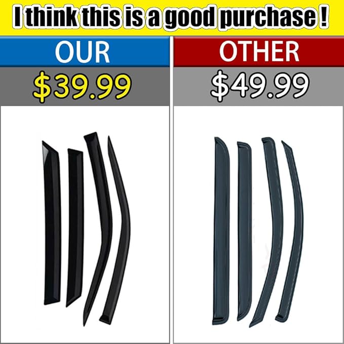 Rain Guards for Chevrolet Colorado/GMC Canyon Crew Cab 2015-2022, Tape-on Side - Image 2