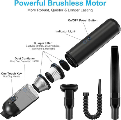 Handheld Vacuum Cordless, 16000pa Car Vacuum Cleaner High Power, 2 Speed Modes - Image 8